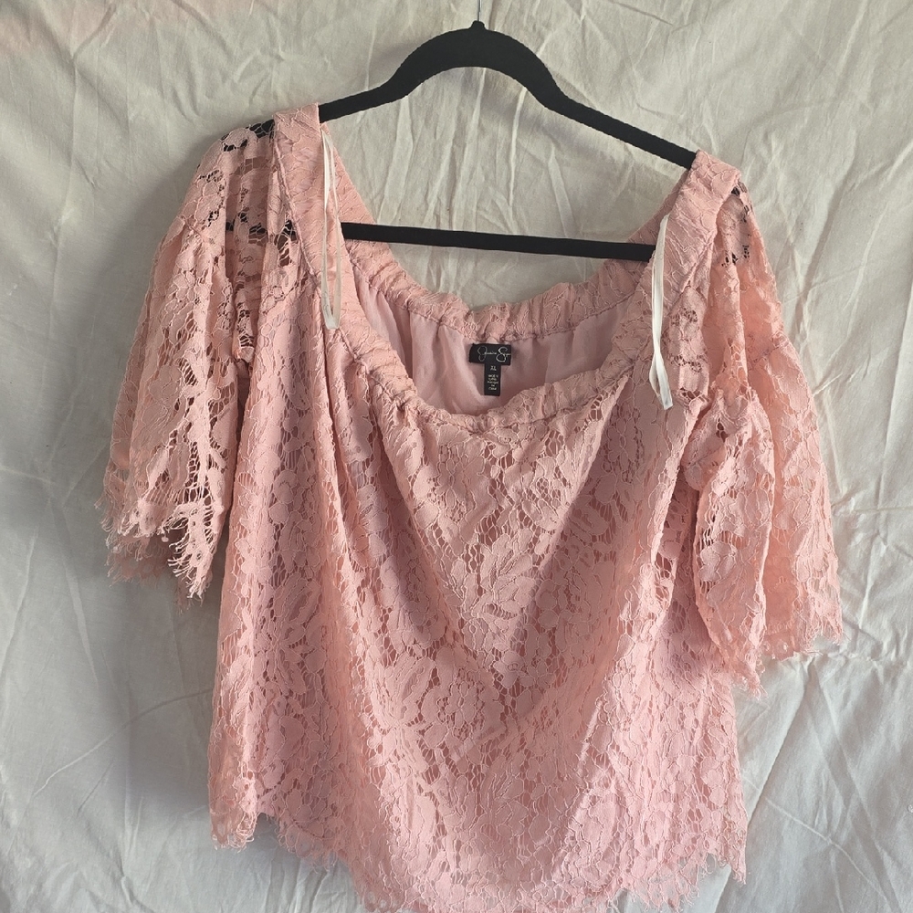 Jessica Simpson Blush Lace Blouse